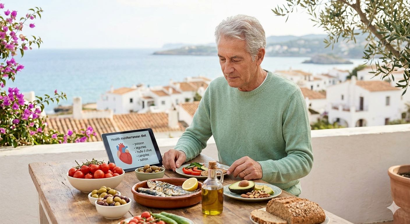 Régime méditerranéen pour la santé cardiaque — aliments recommandés par Dr Ragbaoui Yassine, cardiologue Bouskoura