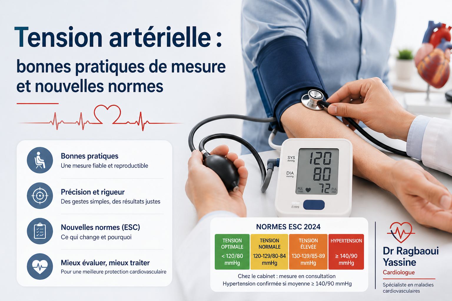 Mesure correcte de la tension artérielle — bonnes pratiques et nouvelles normes, Dr Ragbaoui Yassine cardiologue Bouskoura